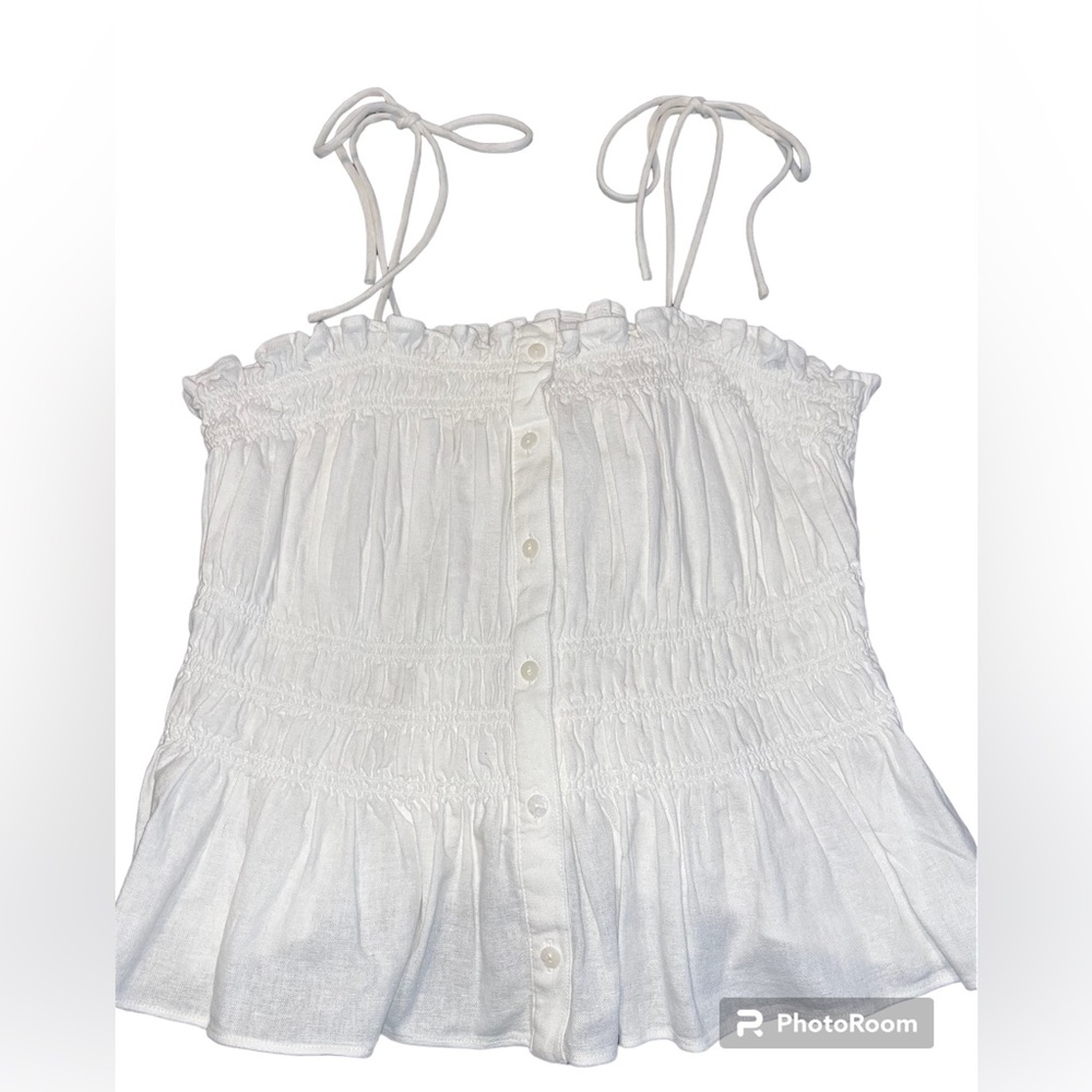 Universal Thread Ruffled Tie Top - White- Size XL